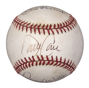 New York Yankees Perfect Game Pitchers Don Larsen, David Wells, and David Cone Multi-Signed OAL Baseball (PSA/DNA)